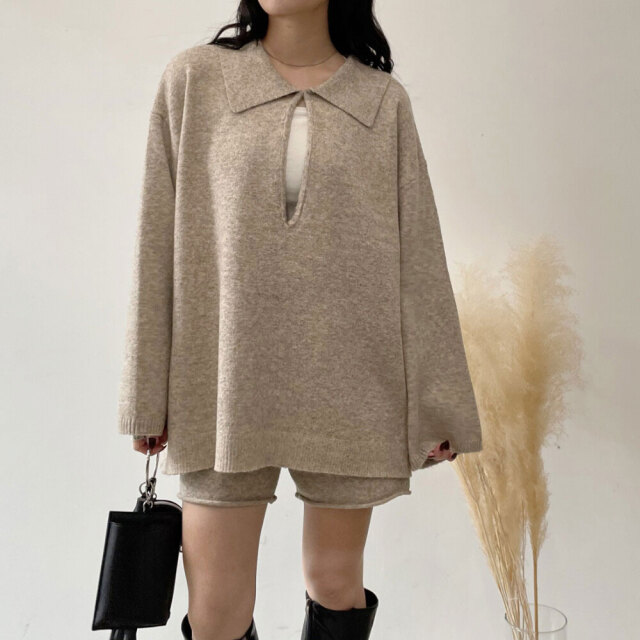 【11月下旬入荷予定】 オータムセール　『　インスタで大人気！　』　ウール混スキッパープルオーバー