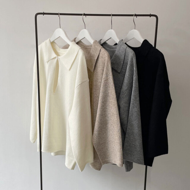 ウール混スキッパープルオーバー