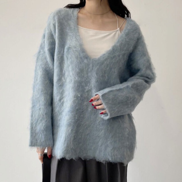 【11月中旬入荷予定】 オータムセール　『　インスタで大人気！　』　ブークレシャギーVネックPO