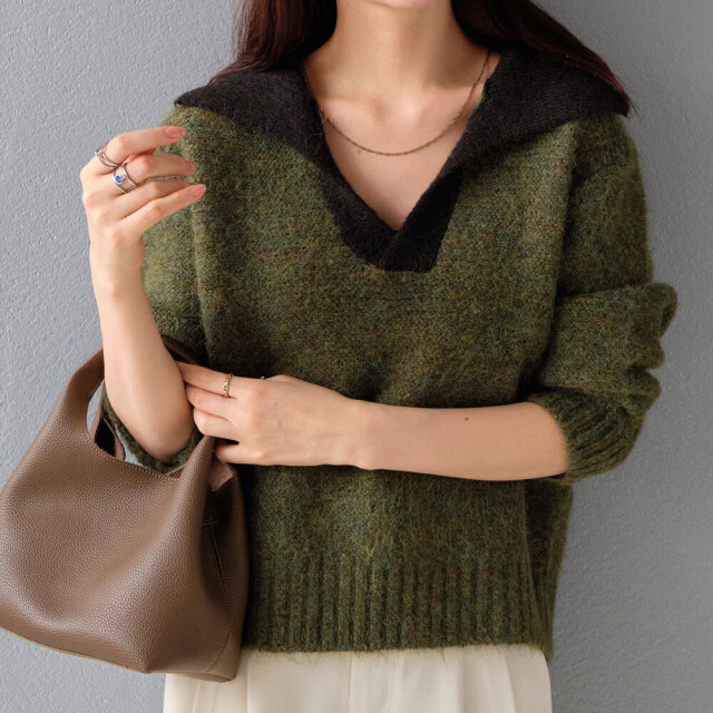 【11月上旬入荷予定】  オータムセール　『　インスタサブ垢で大人気！　』   バイカラーニットトップス