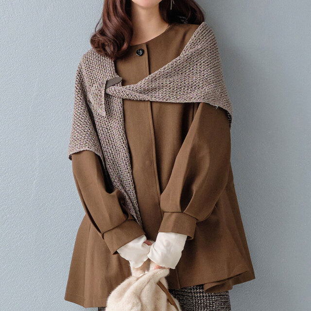 ウィンターセール！ 　『　インスタサブ垢で大人気！　』  3点セットノーカラーフレアコート