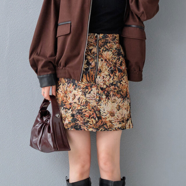 クリスマスセール　【即納】   　『　インスタサブ垢で大人気！　』   ゴブラン・グレンチェック柄フロントジップミニスカート