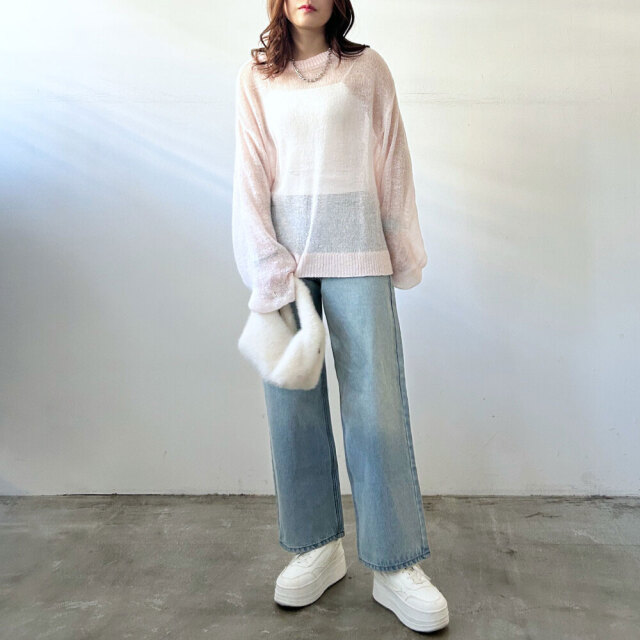 【2月中旬入荷予定】春の早割り  　『　インスタサブ垢で大人気！　』   モヘア透かし編みプルオーバー