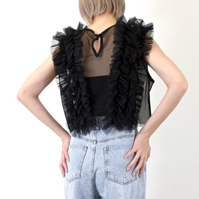 ロージーモンスター　チュールベスト crie conforto】チュールモチーフベスト｜WOMEN｜254IST30-083C