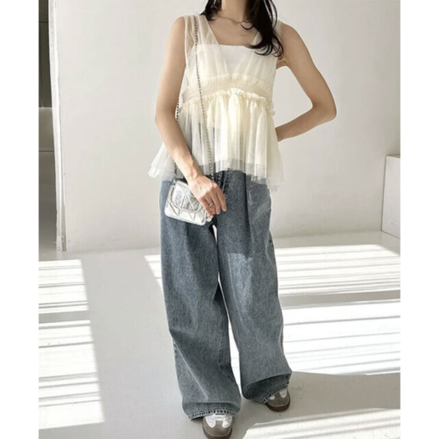 【8月上旬入荷予定】 【オフホワイト即納】 【こちらの商品は韓国買い付けの為、納期に一週間近く掛かります】 サマーセール 『 インスタサブ垢で大人気! 』 SNSで話題のアイテム!ついにイタフラに上陸!韓国風トップス メッシュタンクトップ