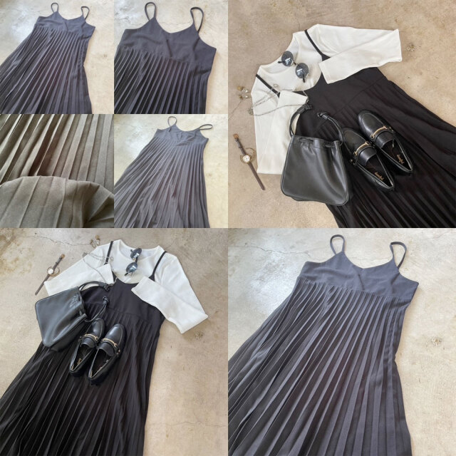 Darich プリーツシルエットキャミワンピース グレー ダーリッチ Darich プリーツシルエットキャミワンピース