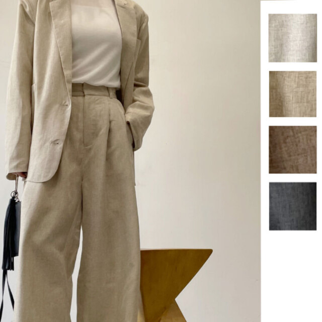 【2月上旬入荷予定】 ウィンターセール！　【2026新作】リネンライク2タックパンツ