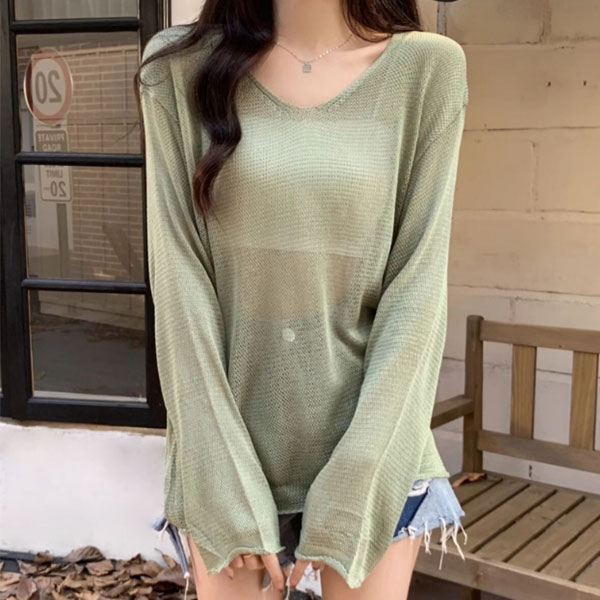 ラスト1着　 春の早割り【メール便対応】【2026新作】　透かしニットゆるトップス