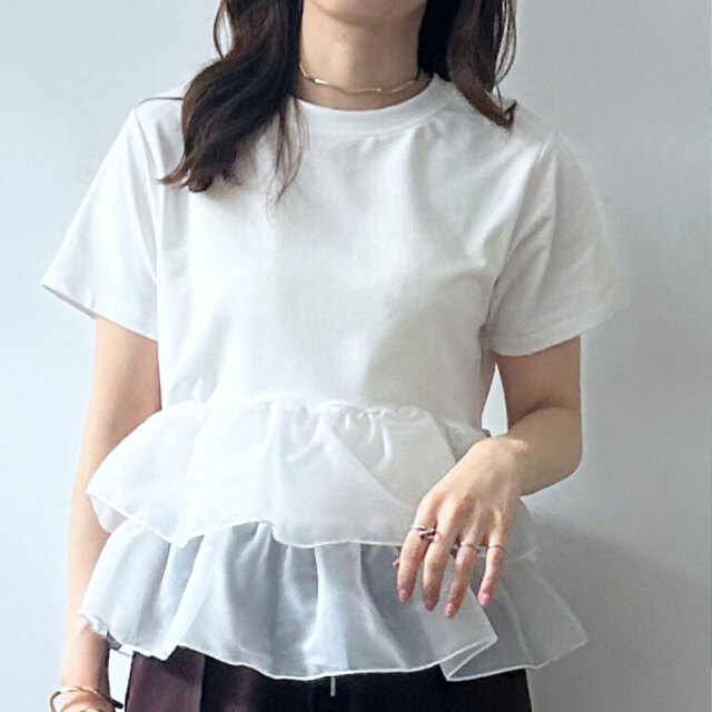 【6月中旬入荷予定】 夏の早割り【メール便対応】　【新作】裾フリルTシャツ