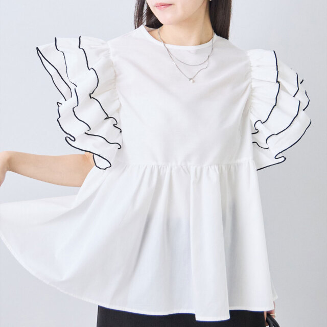 【8月中旬入荷予定】 【期間限定値下げ】 【8/10日インスタサブ垢投稿】 夏の早割り【メール便対応】 袖フリルブラウス Tシャツ トップス