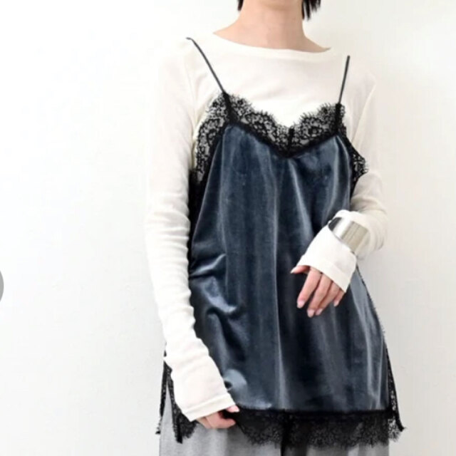【8月下旬入荷予定】秋の早割 【メール便対応】　【新作】ベロア　レース　キャミソール