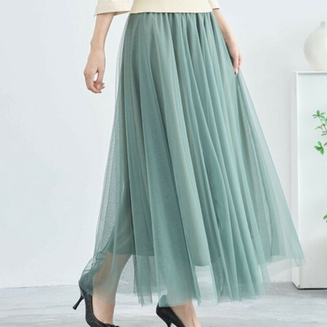 【1月中旬入荷予定】   ウィンターセール　『　インスタサブ垢で大人気！　』   シアーチュールカラーマキシスカート