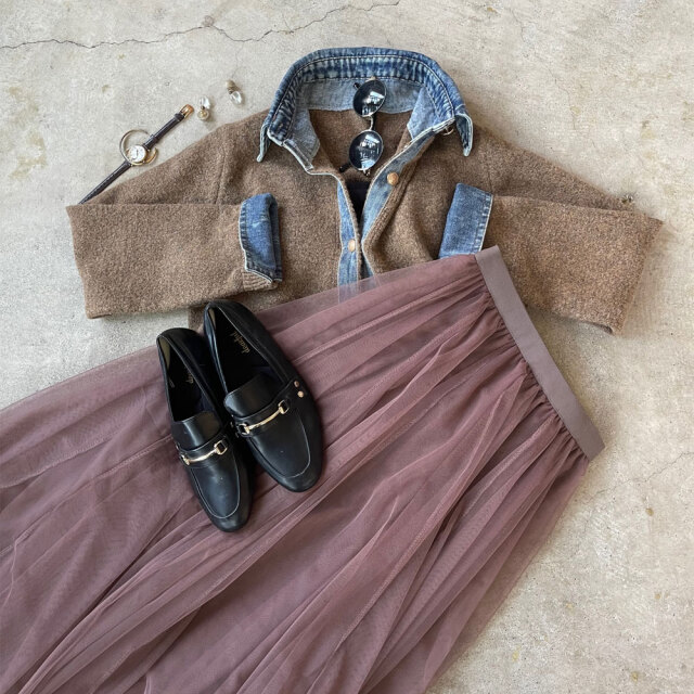 【2月中旬入荷予定】 春の早割り 【2026新作商品】3段ボリュームチュールフレアスカート