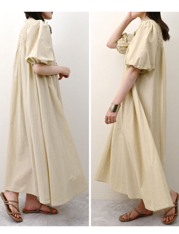 大人気シャーリングにパフスリーブが可愛すぎる！リネンタッチ