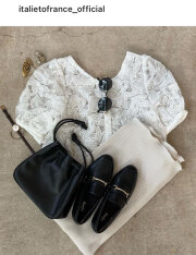 オーガンジー贅沢刺繍が上品！前後2wayボリュームスリーブブラウス