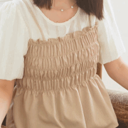 【8月上旬入荷予定】  【メール便対応】 サマーセール　『　インスタで大人気！　』　バルーンスリーブドッキングビスチェトップス