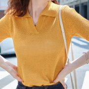 【8月上旬入荷予定】【メール便対応】 サマーセール　『　インスタで大人気！　』　透かし編み半袖ポロシャツ