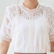 ラスト1着　 【メール便対応】 オータムセール　『　インスタで大人気！　』　ハーフスリーブケミカルレースブラウス