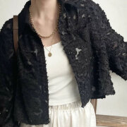 【9月上旬入荷予定】 【メール便対応】　オータムセール『　インスタで大人気！　』　ジャガードレースボリューム袖シャツ