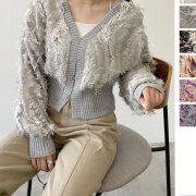 【9月中旬入荷予定】オータムセール　『　インスタで大人気！　』MIXフリンジニットショートカーディガン