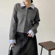 【9月中旬入荷予定】 オータムセール　『　インスタで大人気！　』　P100＋ブロードニット衿レイヤードカーディガン