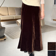 クリスマスセール　【メール便対応】　 『　インスタで大人気！　』　無地・ヒョウ柄ベロアロングタイトスカート