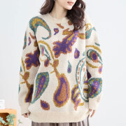 【10月上旬入荷予定】 オータムセール　『　インスタで大人気！　』　エスニックフローラルニットプルオーバー