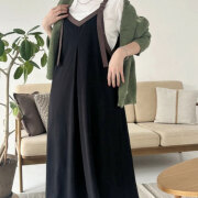 クリスマスセール【12月上旬入荷予定】　『　インスタで大人気！　』　2WAYストリング配色ロングワンピース