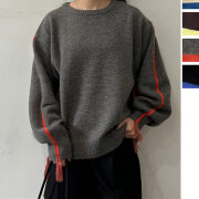 【重要/予約12月上旬入荷予定】オータムセール 『　インスタで大人気！　』アルパカタッチ配色ラインプルオーバー