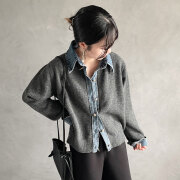 【即納】 【タイムセール】 【とにかく早くほしい方】 【キャメル11月中旬】  オータムセール　『　インスタサブ垢で大人気！　』  newデニム切替ニットカーディガン