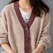 【11月上旬入荷予定】 オータムセール　『　インスタで大人気！　』　MIXミニループヤーン配色ニットカーディガン