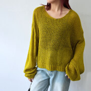 冬服50％off　『　インスタサブ垢で大人気！　』  透かし編みショート丈ニットプルオーバー
