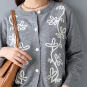 ウィンターセール！【1月上旬入荷予定】 　『　インスタで大人気！　』　フラワー柄ジャガードニットカーディガン