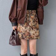 クリスマスセール　【即納】   　『　インスタサブ垢で大人気！　』   ゴブラン・グレンチェック柄フロントジップミニスカート