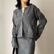 ウィンターセール！　【1月中旬入荷予定】　『　インスタで大人気！　』　P100変形ガーター前後2wayカーデ　「セットアップ可」