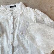 【1月中旬入荷予定】    　【ホワイト、ブラック完売終了！残すはベージュのみ】  ウィンターセール　『　インスタサブ垢で大人気！　』  フラワーレースシアーブラウス