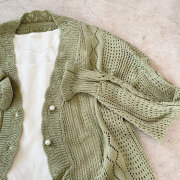 【11月上旬入荷予定】　【期間限定値下げ】　　オータムセール　『　インスタサブ垢で大人気！　』　　パールボタン透かし編みニットカーディガン