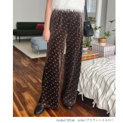オータムセール　『　インスタサブ垢で大人気！　』  フラワーベロアワイドパンツ