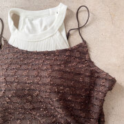 【11月上旬入荷予定】【メール便対応】オータムセール　『　インスタで大人気！　』　ネップ　ラメボーダー　ビスチェ