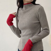 【1月中旬入荷予定】 ウィンターセール！【メール便対応】　配色クールクールハイネックプルオーバー