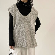 【1月中旬入荷予定】 ウィンターセール！【メール便対応】【2026新作】ツィード風MIXスラブUネックベスト「セットアップ可」