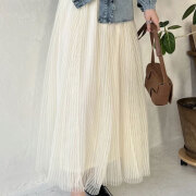 【1月中旬入荷予定】 ウィンターセール！【メール便対応】【2026新作商品】ストライプチュールボリュームスカート