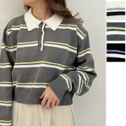 【1月下旬入荷予定】 ウィンターセール！【メール便対応】　【2026新作】ボーダー襟配色プルオーバー