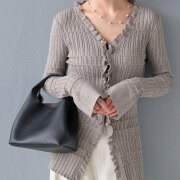 【1月下旬入荷予定】 ウィンターセール！　【2026新作商品】フリルリブニットカーディガン