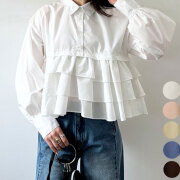 【2月上旬入荷予定】 ウィンターセール！【メール便対応】【2026新作】ブロードティアードフリルシャツ