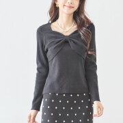 ラスト1着　ウィンターセール！【メール便対応】フロントリボンデザインニットプルオーバー