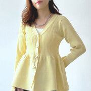 【2月中旬入荷予定】 ウィンターセール！【2026新作】スポンジペプラムニットカーディガン