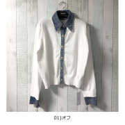 【2月中旬入荷予定】春の早割り　【急上昇】【メール便対応】　【2026新作】あの伝説になって今でも売れてるデニム切替カーディガンに春物デザイン登場！春ニットデニムドッキングカーディガン