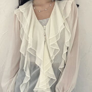 【3月上旬入荷予定】春の早割り 【メール便対応】　【2026新作】シアーフリルシャツ