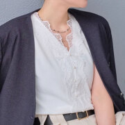 【3月上旬入荷予定】 春の早割り【メール便対応】　【2026新作】パールボタンレースニットタンクトップ